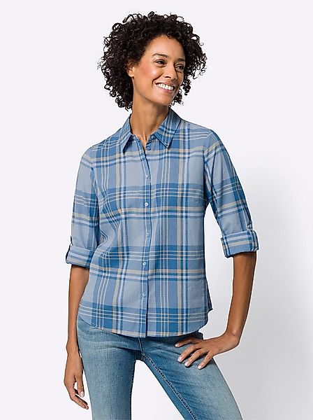 Sieh an! Klassische Bluse Karo-Bluse Langarm günstig online kaufen