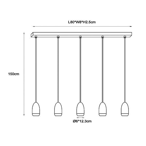 Hängeleuchte Evora, fünfflammig, linear, taupe günstig online kaufen