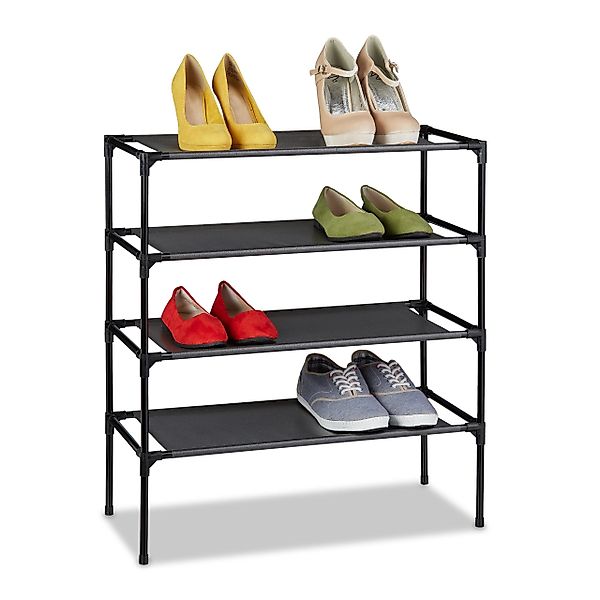 relaxdays Schuhregal Stecksystem 4 Ebene, Schwarz günstig online kaufen