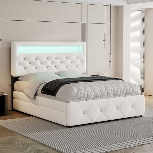 Flieks Polsterbett, LED Doppelbett 140x200cm mit günstig online kaufen