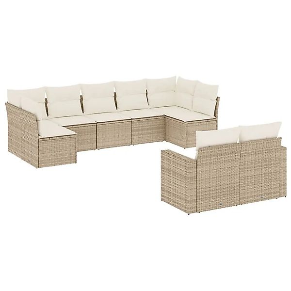 vidaXL 9-Tlg Garten-Sofagarnitur mit Kissen Beige Poly Rattan 3251755 günstig online kaufen