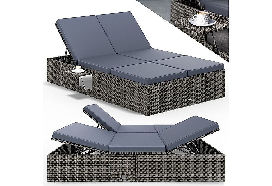 Casaria Gartenliege, Doppelliege Klapptisch Wetterfest 7-fach Höhenverstell günstig online kaufen