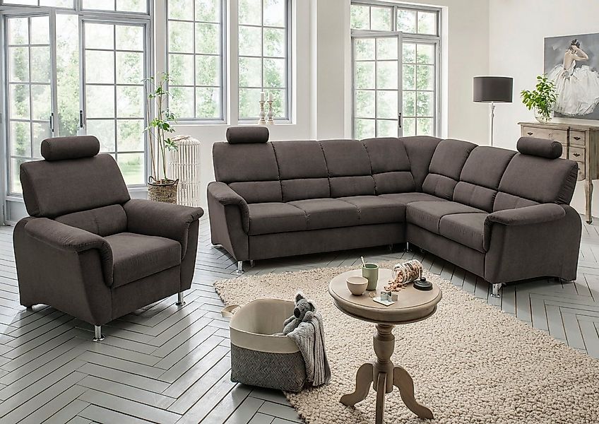 Home affaire Ecksofa Pisa L-Form, mit Schlaffunktion, Stauraum, 2x höhenver günstig online kaufen