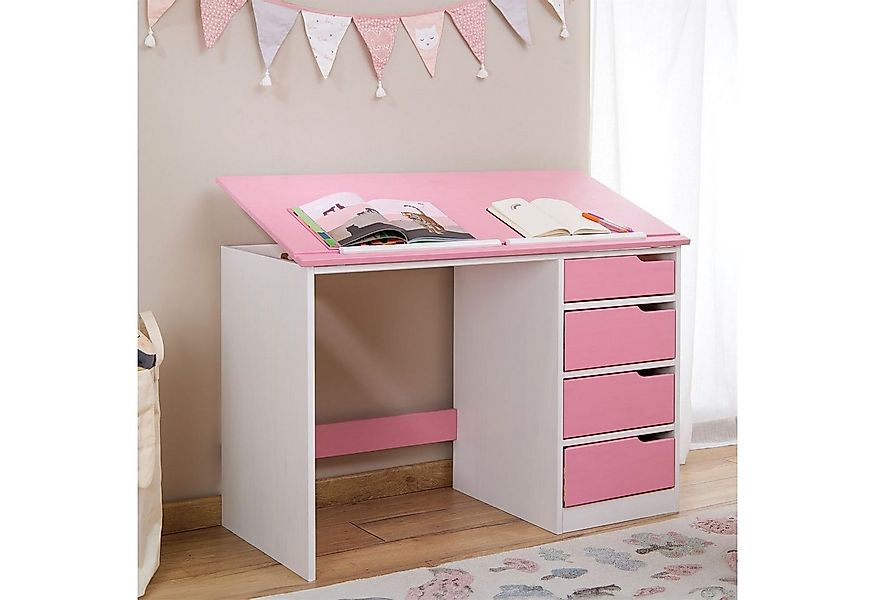 IDIMEX Kinderschreibtisch EMMA, Schreibtisch mit Schubladen, neigbare Tisch günstig online kaufen