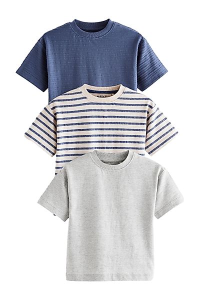 Next T-Shirt 3er-Pack strukturierte Henley Kurzarm-T-Shirts günstig online kaufen