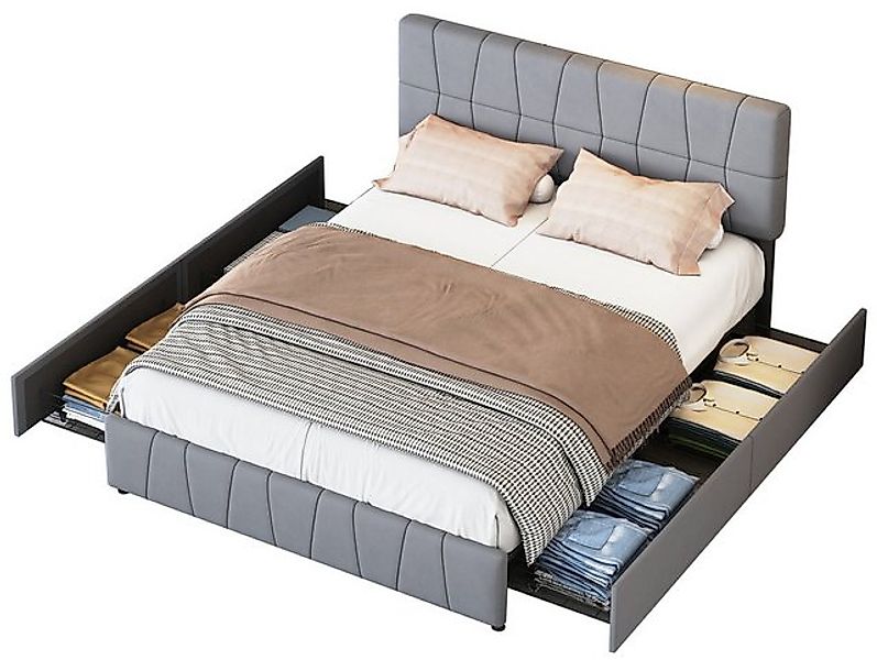 FUROKOY Polsterbett Doppelbett Stauraumbett mit 4 Schubladen (Multifunktion günstig online kaufen