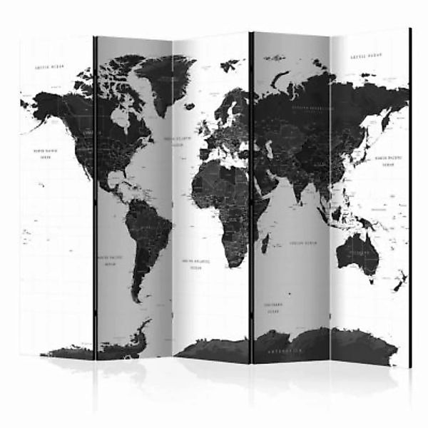 artgeist Paravent Black and White Map II [Room Dividers] schwarz/weiß Gr. 2 günstig online kaufen
