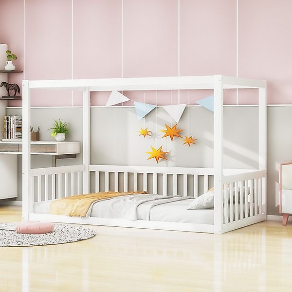 KLAM HOME Kinderbett Holzbett Kinder-Standbett Himmelbett günstig online kaufen