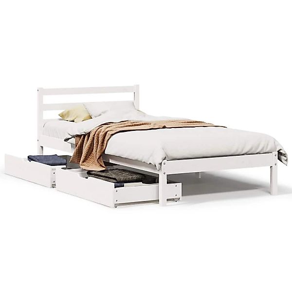 vidaXL Massivholzbett ohne Matratze Weiß 75x190 cm Kiefernholz 3301525 günstig online kaufen