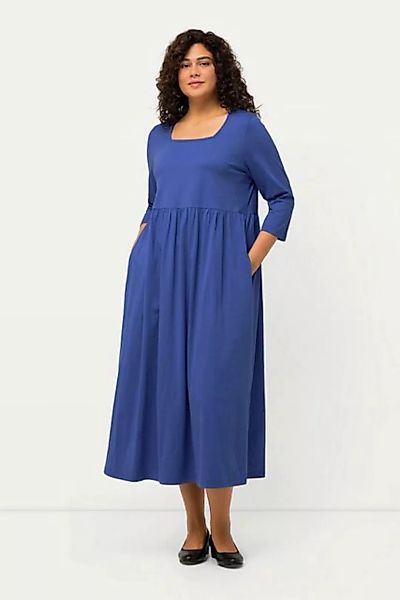 Ulla Popken Maxikleid Jerseykleid A-Linie Carree-Ausschnitt 3/4-Arm günstig online kaufen