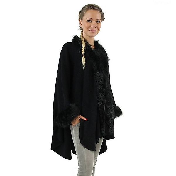 Antonio Strickponcho Antonio Poncho Fell schwarz günstig online kaufen