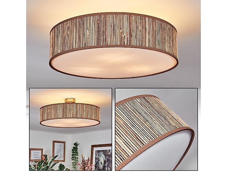 hofstein Deckenleuchte Deckenlampe aus Metall/Papiergeflecht/Stoff/Kunststo günstig online kaufen