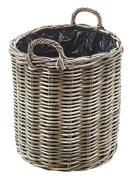 Kobolo Pflanzkübel Pflanzkorb aus grauem Rattan mit Folie klein günstig online kaufen