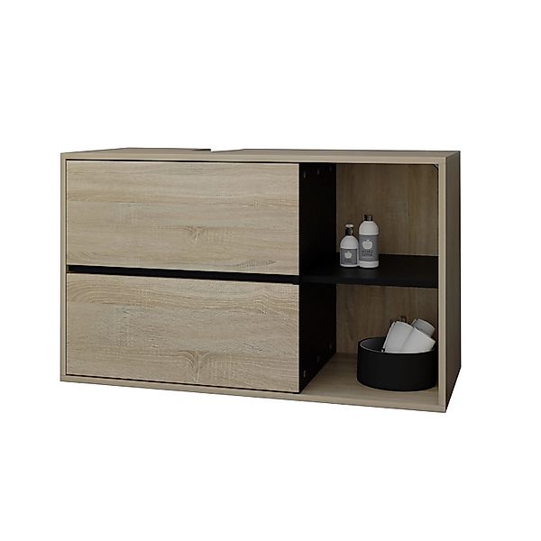 ML-Design Waschbeckenunterschrank Hängend Braun-Schwarz 100x60x45,5 cm günstig online kaufen