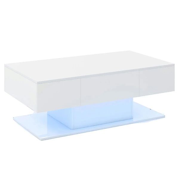 Costway Couchtisch mit Led Beleuchtung Hochglanz Kaffeetisch Weiß günstig online kaufen
