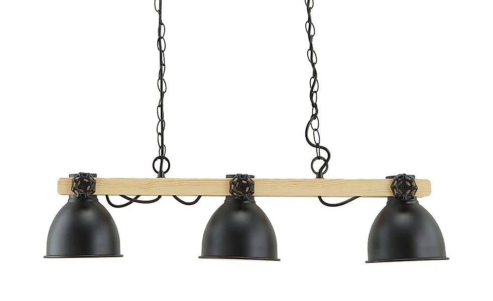 KHG Pendelleuchte  3-flammig  schwarz mit Pinienholz   ¦ schwarz ¦ Maße (cm günstig online kaufen