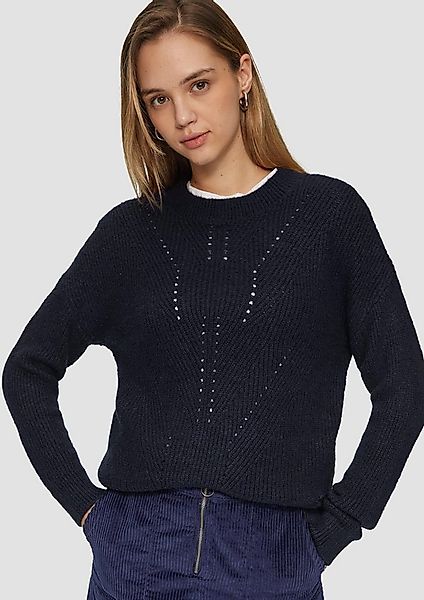 QS Longpullover Strickpullover Flauschiger Strickpullover mit Ajourmuster günstig online kaufen