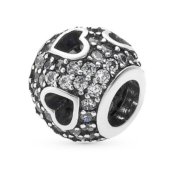 PANDACHARMS Bead Durchbrochene Herzen Pavé Charm für Armband, 925er Silber, günstig online kaufen