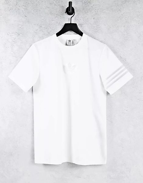 adidas Originals – Bellista – Oversize-Shirt in Weiß mit Streifen aus Netzs günstig online kaufen