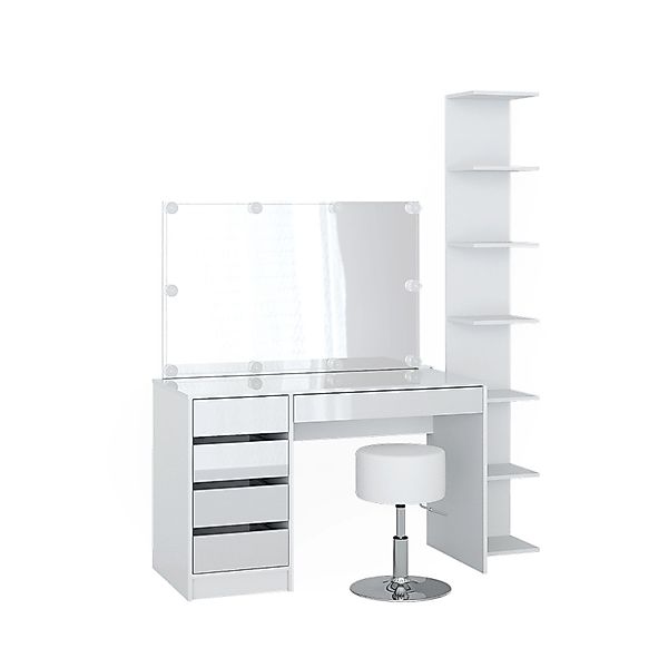Vicco Schminktisch Sherry, Weiß, 4 Teile, mit Aufbewahrungsregal, Spiegel, günstig online kaufen