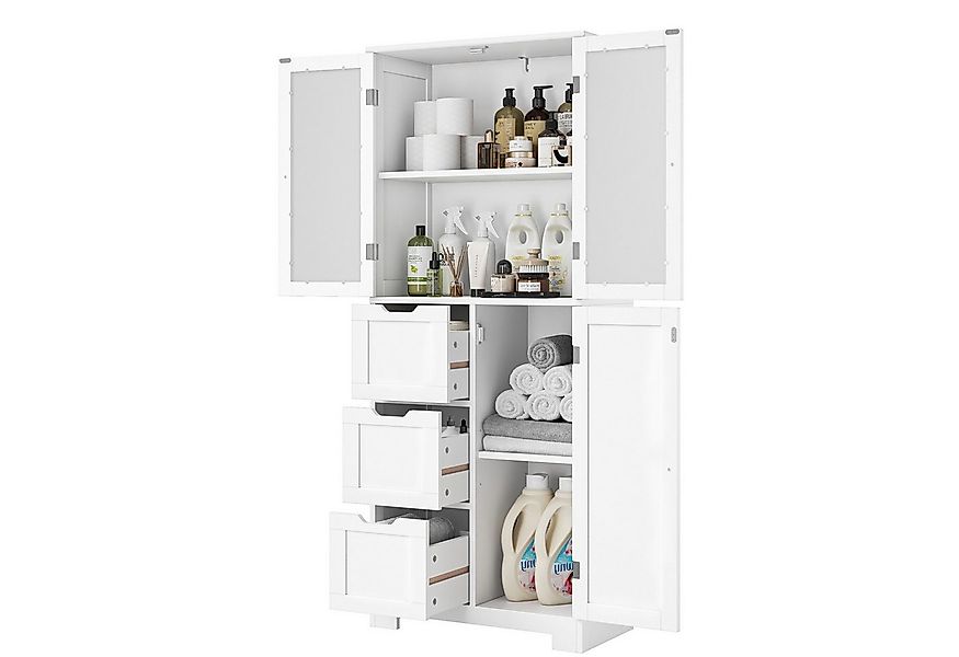 HOMECHO Hochschrank Badezimmerschrank mit 3 Türen und 3 Schubladen günstig online kaufen
