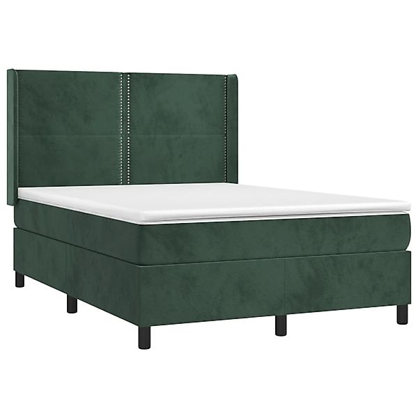 vidaXL Boxspringbett mit Matratze & LED Dunkelgrün 140x200 cm Samt 3139508 günstig online kaufen