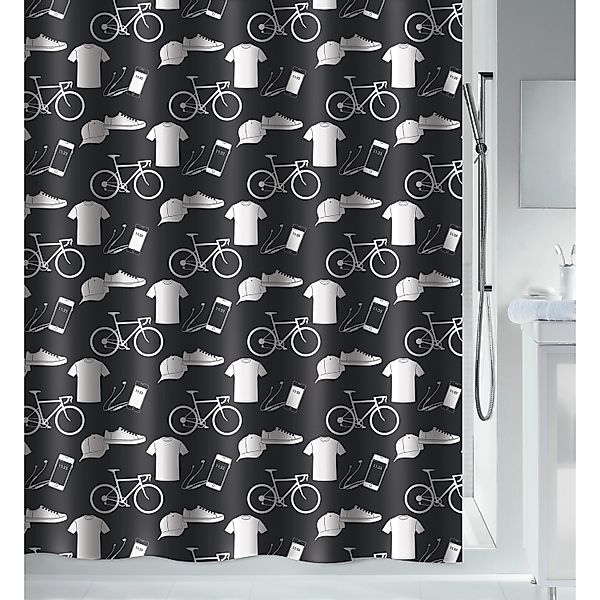 Spirella Duschvorhang Patchwork 120 cm x 200 cm Schwarz günstig online kaufen