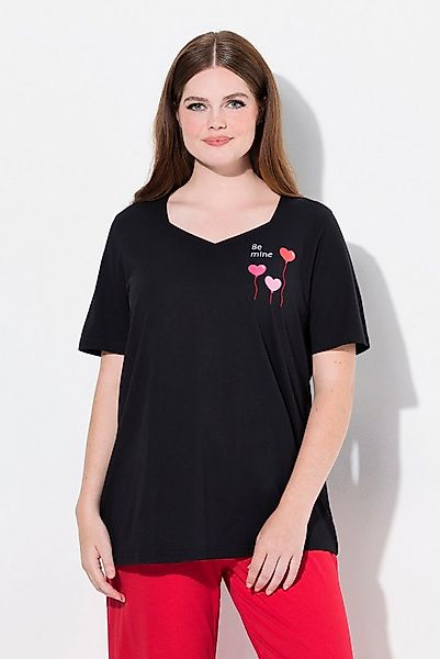 Ulla Popken Pyjama Pyjamashirt Herzen Halbarm günstig online kaufen
