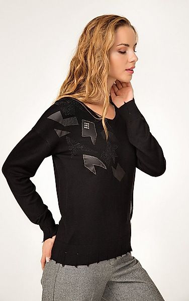 Passioni Strickpullover mit Strassstein-Motiv günstig online kaufen