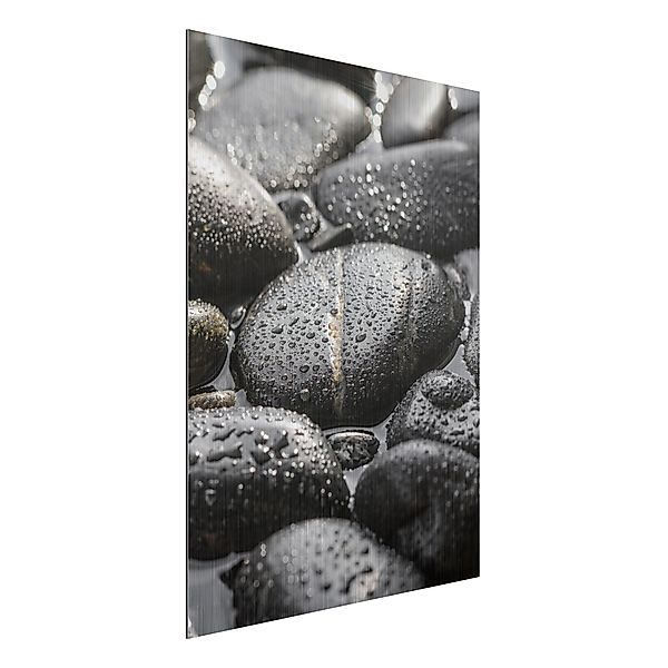 Alu-Dibond Bild - Hochformat 3:4 Schwarze Steine im Wasser günstig online kaufen