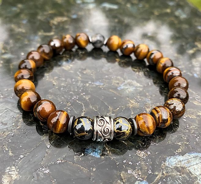 NAHLE Armband Naturstein Tigerauge Perlenarmband Partnerarmband günstig online kaufen