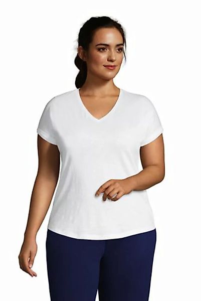Shirt mit V-Ausschnitt aus Baumwolle/Modal in großen Größen, Damen, Größe: günstig online kaufen