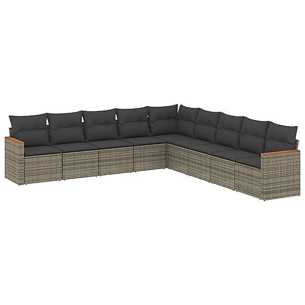 vidaXL 9-Tlg Garten-Sofagarnitur mit Kissen Grau Poly Rattan 3226060 günstig online kaufen