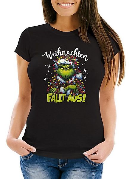 MoonWorks Print-Shirt Weihnachtsshirt Damen Grinch Spruch T-Shirt Weihnacht günstig online kaufen