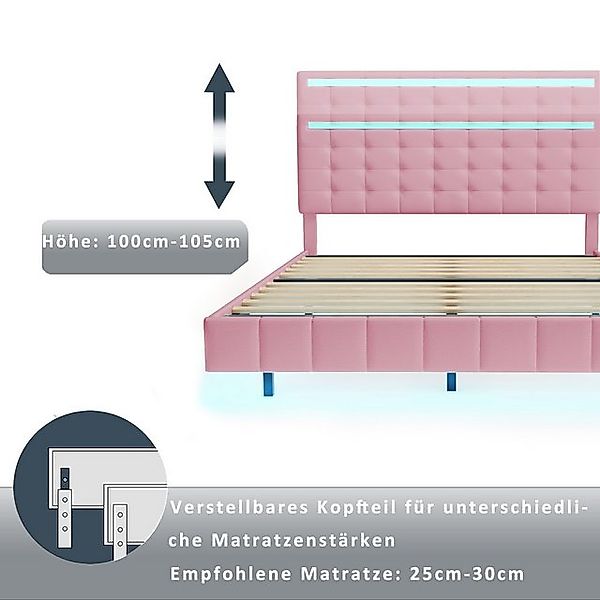 STILVORA Polsterbett 160x200 Bettgestell mit Matratze,Jugendbett mit LED-Be günstig online kaufen
