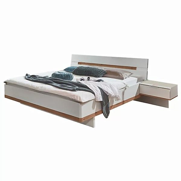 Doppelbett, Liegefläche 160cm, höhenverstellbar, mit 2 schwebenden Nachtsch günstig online kaufen