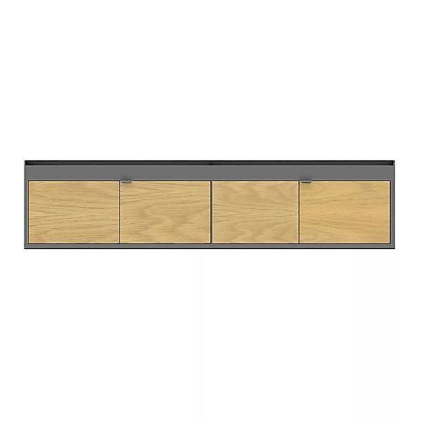 HAY - New Order Lowboard 200x44.5cm - charcoal/eiche/lackiert/mit 2 Holztür günstig online kaufen