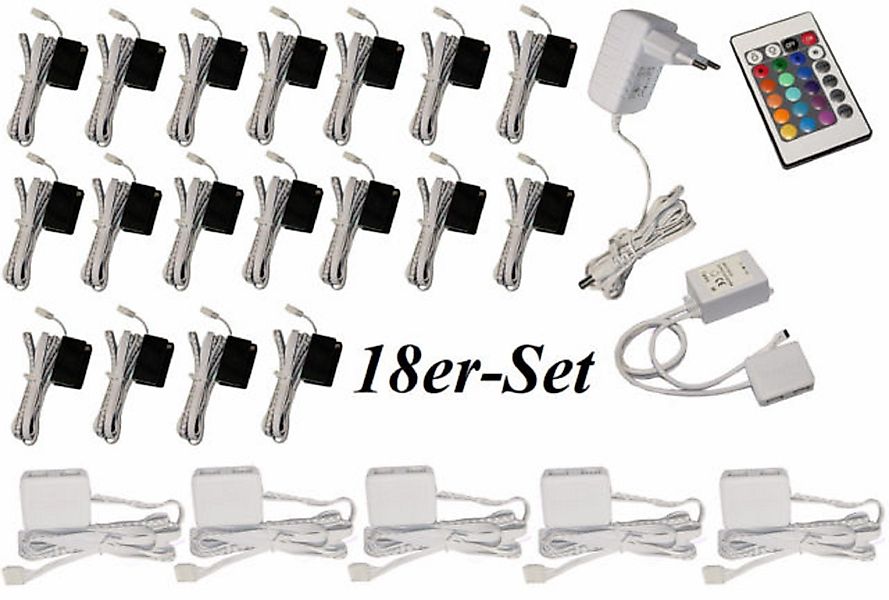 TRANGO LED Glaskantenbeleuchtung, 18er Set RGB günstig online kaufen