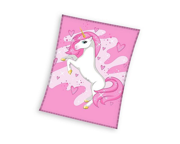 Wohndecke Einhorn Pink Heart Fleece Decke 150x200cm, einhorn, Geschenkidee günstig online kaufen