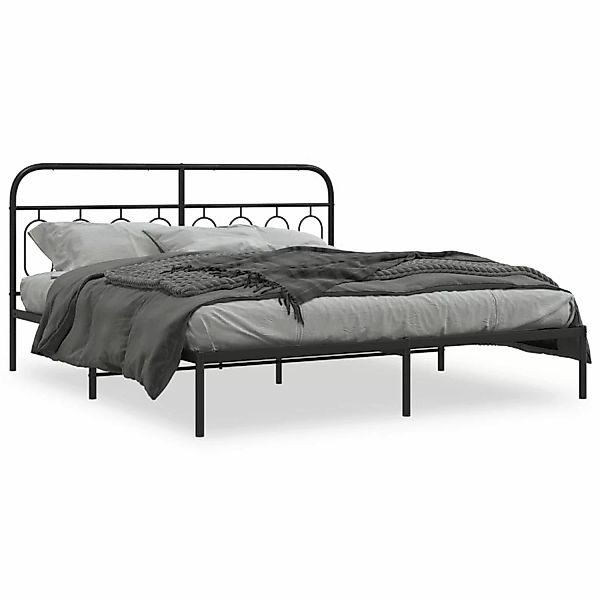 vidaXL Bettgestell mit Kopfteil Metall Schwarz 160x200 cm Modell 72097242 günstig online kaufen