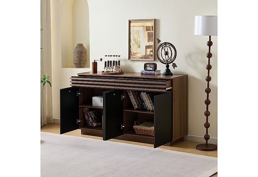 OKWISH Sideboard in brauner Holzoptik (Kommode, Anrichte, Wohnzimmerschrank günstig online kaufen
