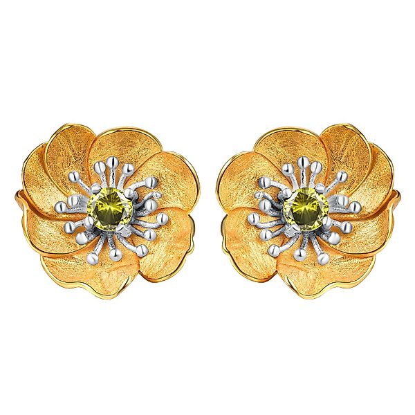 Runde Perlé Paar Ohrstecker blühende Anemone günstig online kaufen