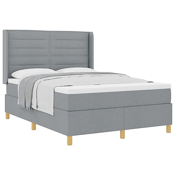 vidaXL Boxspringbett mit Matratze Hellgrau 140 x 200 cm Stoff 3341770 günstig online kaufen