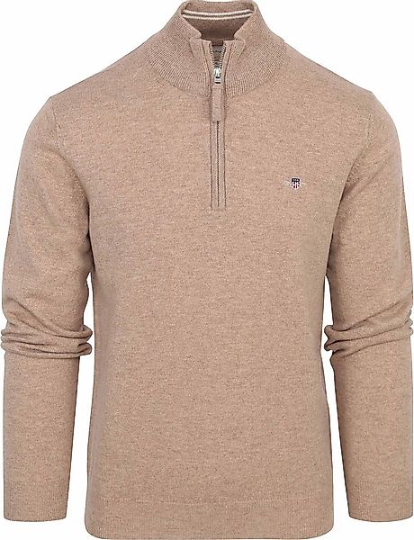 Gant Halfzip-Wollpullover Logo Beige - Größe 3XL günstig online kaufen