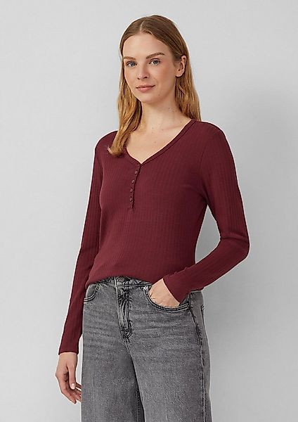 s.Oliver Langarmshirt T-Shirt Ripp-Langarmshirt mit Knopfleiste im Slim Fit günstig online kaufen