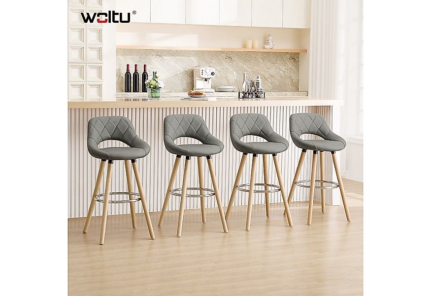 Woltu Polsterhocker (2 St), Barstuhl Tresenhocker mit Lehne und Fußstütze g günstig online kaufen