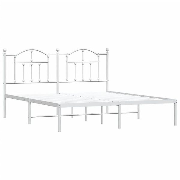 vidaXL Bettgestell Bettrahmen mit Kopfteil Metall Weiß 160x200 cm Bett Bett günstig online kaufen