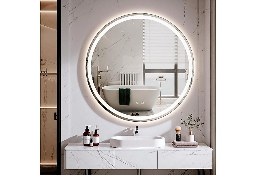 TLGREEN Badspiegel Rund mit LED Beleuchtung,Φ60-80cm Wandspiegel Ohne Rahme günstig online kaufen