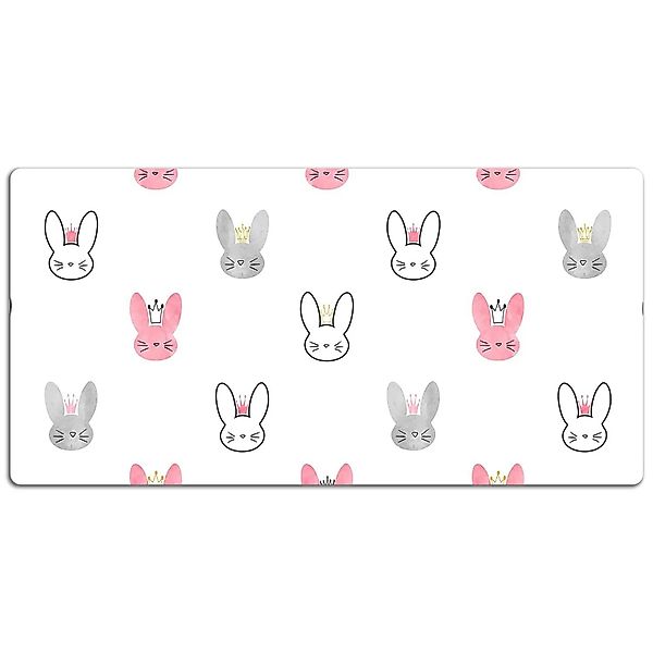 Tulup Schreibtischunterlage Kaninchen mit Kronen Schreibunterlage 120x60 cm günstig online kaufen
