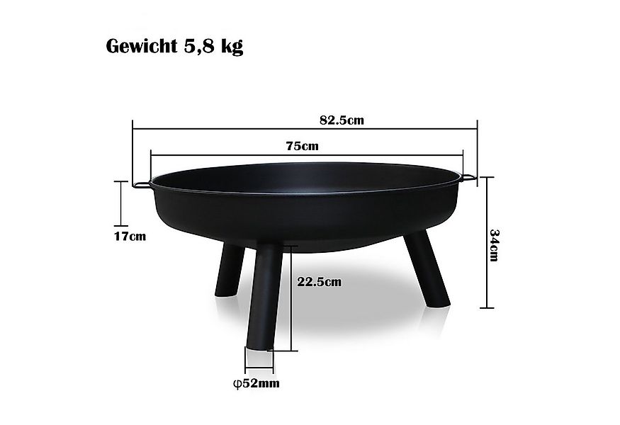 Clanmacy Feuerschale Abnehmbare BBQ 80 cm mit Loch Grills Grillstelle Metal günstig online kaufen